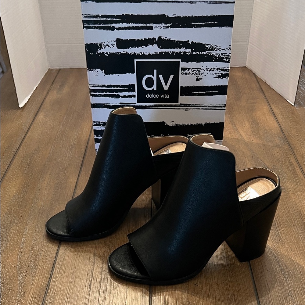Dolce Vita Black Open-Toe Heeled Booties